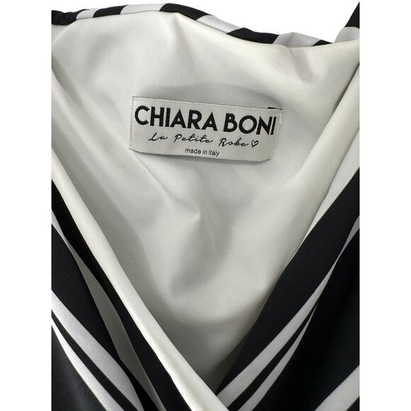 Chiara Boni La Petite Robe Black White V-Neck Slimming Shift Dress Size Medium‎ - Picture 2 of 10